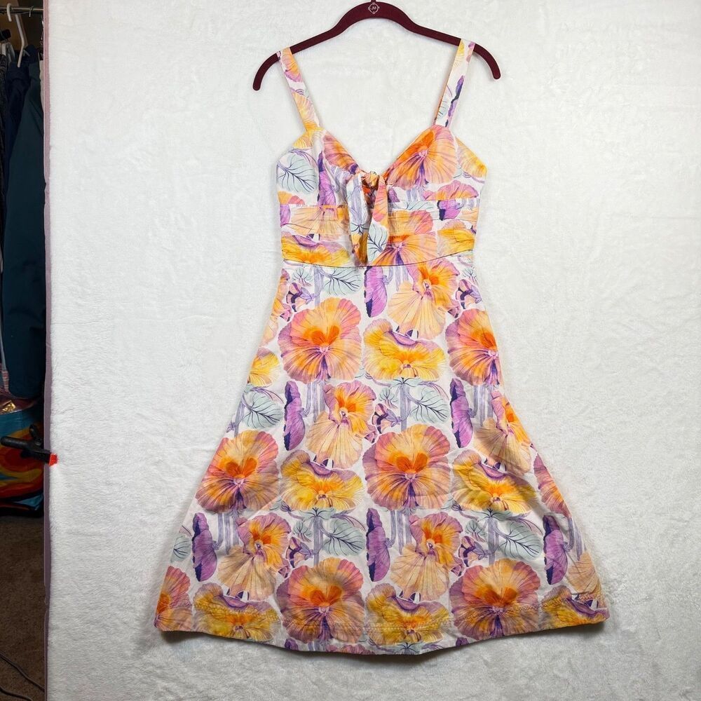 Cecilia Pettersson Anthropologie Floral Tie Front Midi Dress Pockets Cotton 2P